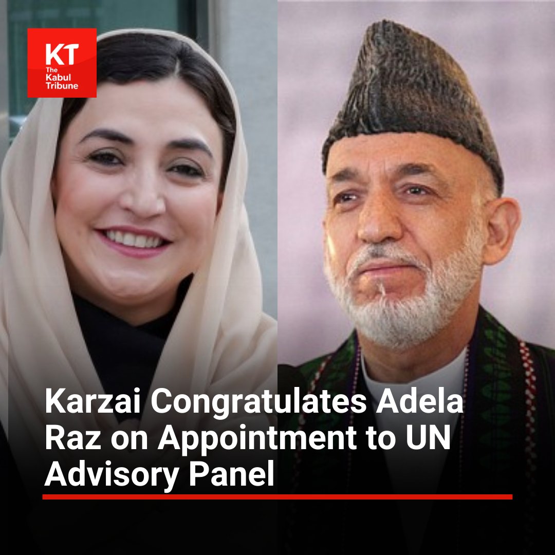 TheKabultribun's tweet photo. Former #Afghan President Hamid #Karzai has congratulated #Adela Raz on her #appointment to the United Nations #Independent Advisory #Panel of #Experts.
https://t.co/VgomKxOEzN https://t.co/yw6o5LdcMk