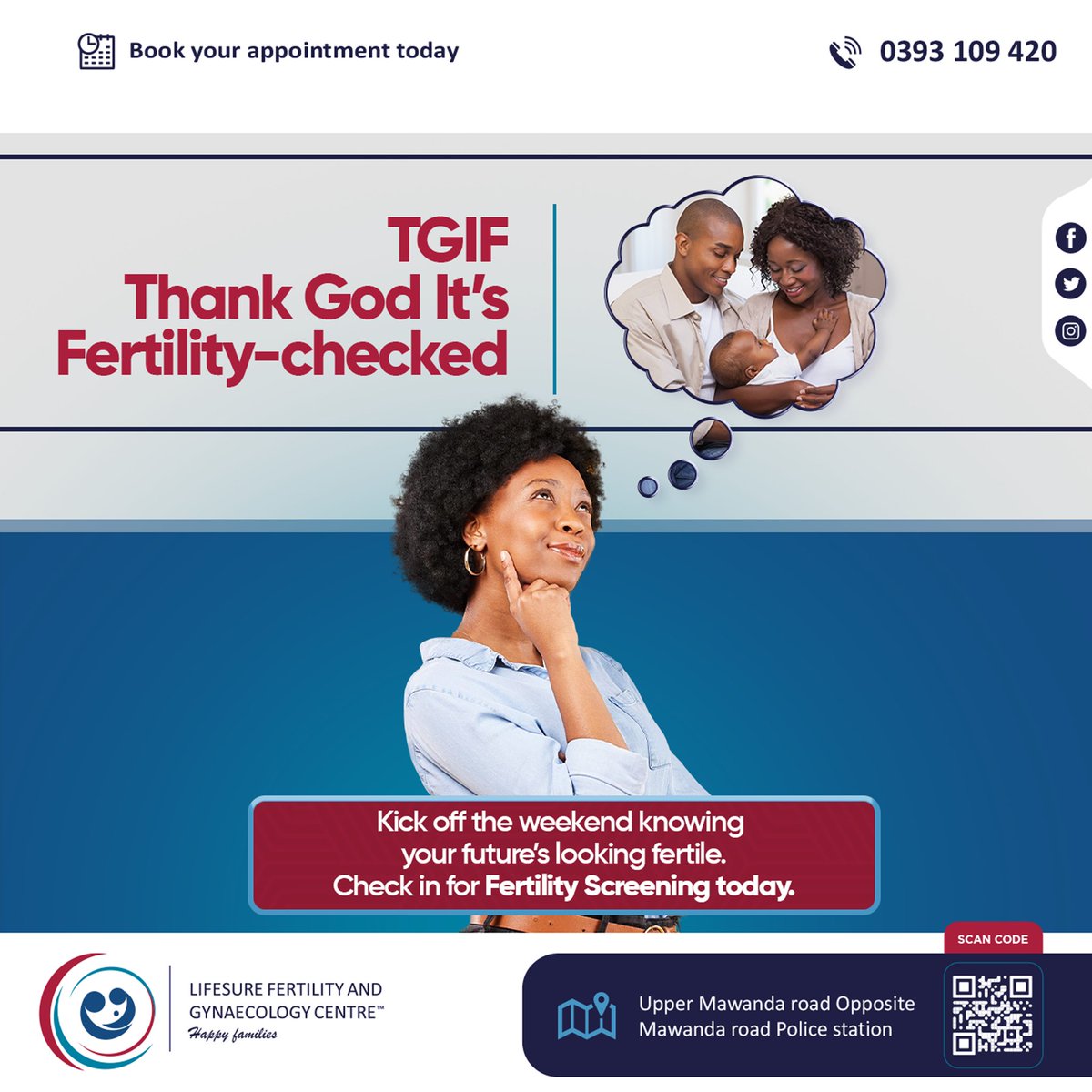 LifesureC's tweet photo. As the week winds down, take a moment for your future.
Fertility Screening provides insight into your reproductive health, identifies potential challenges early and helps you make informed decisions about your family journey.
#LifeSureFertility #FertilityScreening https://t.co/EV8TRSacJ8