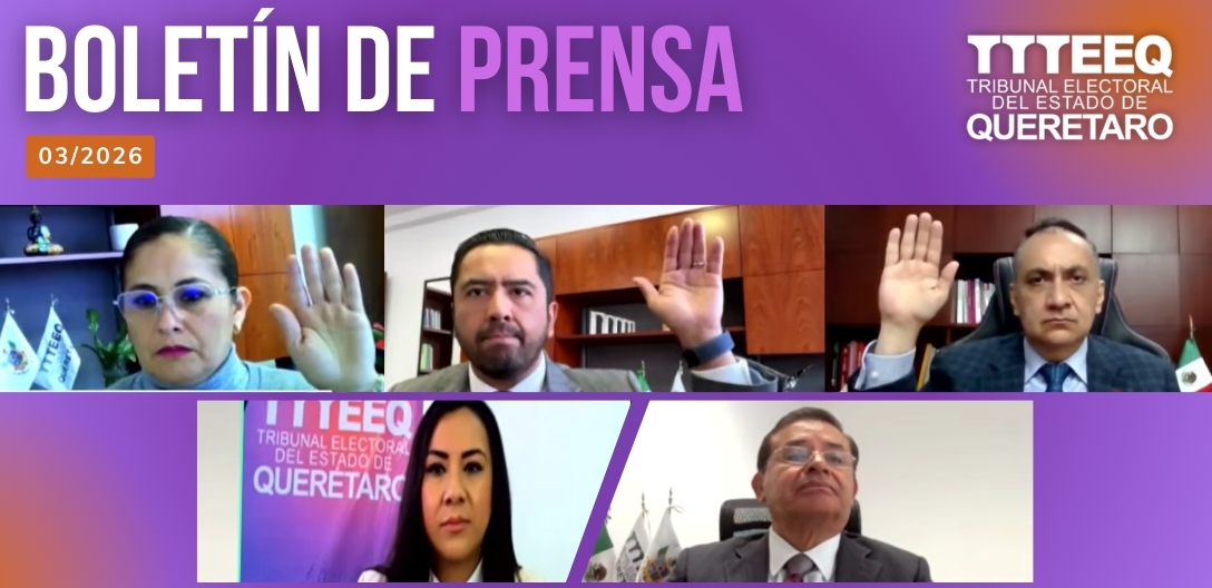📢 Boletín de Prensa no. 03/2026.  

El <a href="/TEEQRO/">Tribunal Electoral del Estado de Querétaro</a> resuelve sobre violencia política contra las mujeres en razón de género. 

Consulta el boletín  aquí➡️teeq.gob.mx/boletin-03-202…