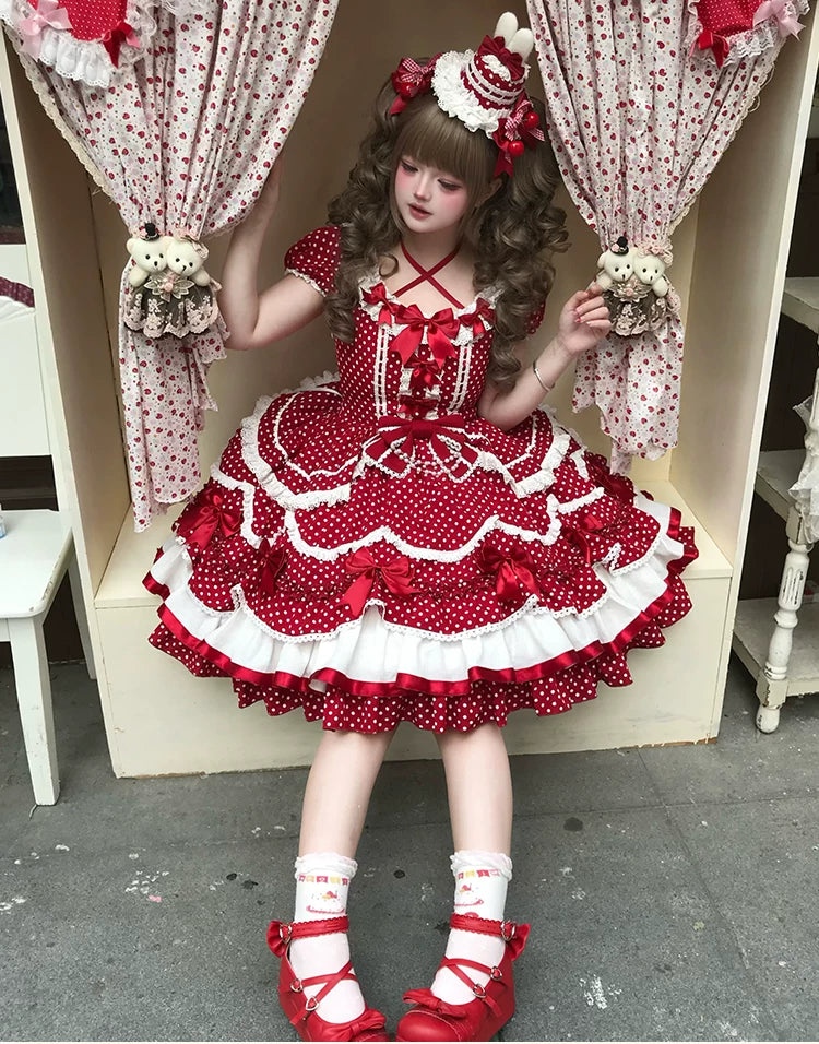 42lolita_'s tweet image. New🔥Berry Dew Drops - Red Old School Lolita OP Dress Polka Dot

The Red Polka Dot Lolita Dress with cross halter tie, lace tiers, and a pearl bow is the ultimate vintage sweet style! ✨🎀

Purchase link: 42lolita.com/products/red-o…

#OldSchoolLolita #lolitacoord #SweetStyle