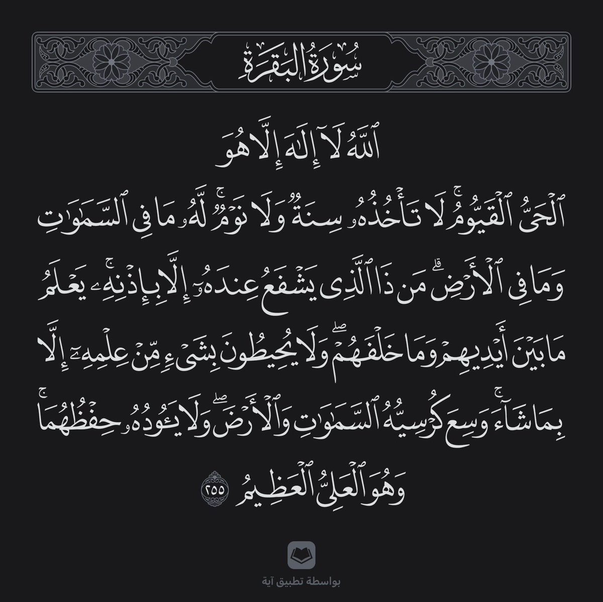"أن مَن قرأ آية الكرسي عندَ النومِ
 لا يزالُ عليه من اللهِ حافظٌ, ولا يقربُه شيطانٌ حتى يُصبِحَ"