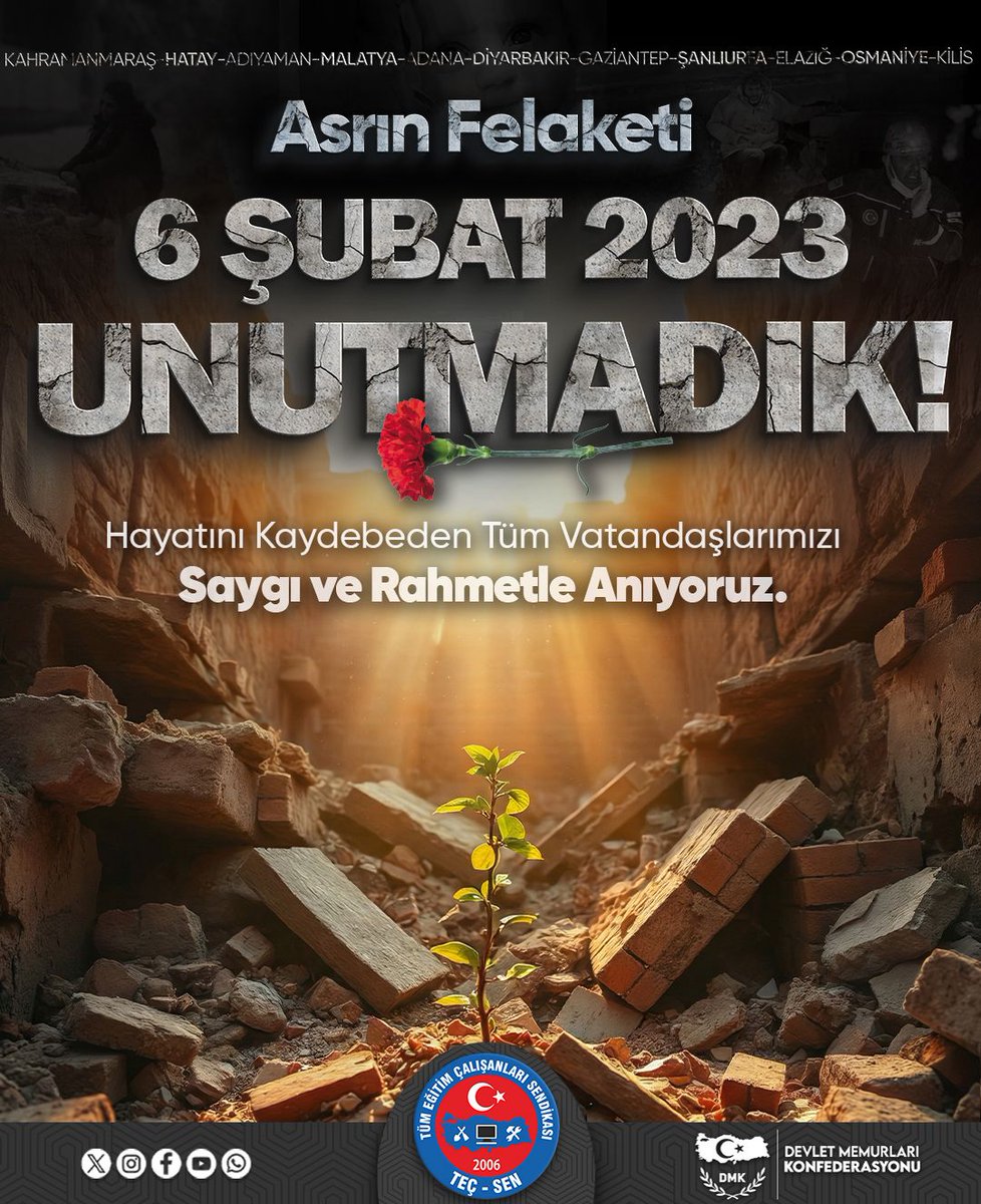 En uzun gece: 6 Şubat 2023

Hayat devam ediyor ama kaldığı yerden değil......

#6ŞubatDepremleri #teçsen #asrınfelaketi