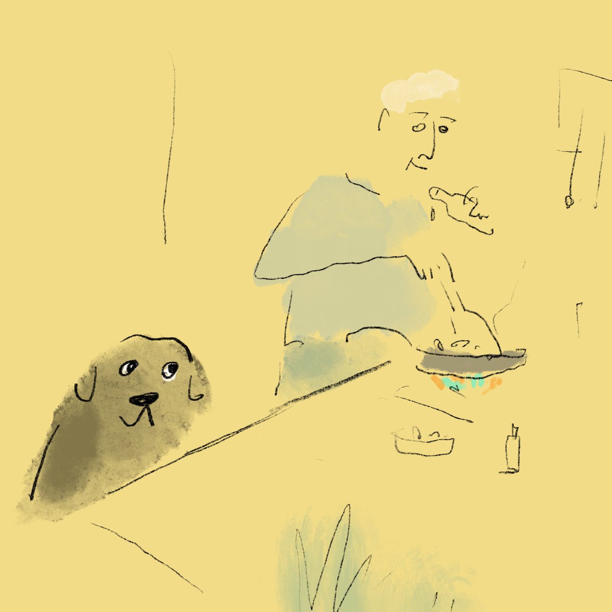 スケッチ
料理してると見に来ちゃう犬