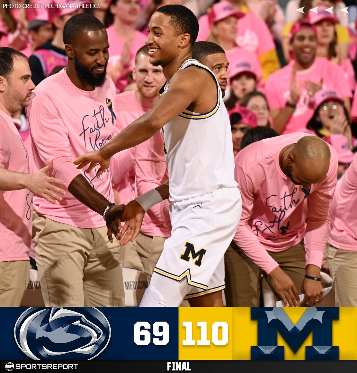 SRWolverines's tweet photo. WOLVERINES WIN!!! Michigan demolishes Penn State to improve to 21-1!! https://t.co/nEhnkrHMMY