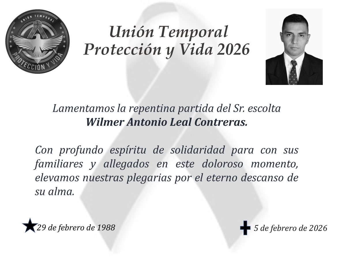 Rechazamos el asesinato de WILMER ANTONIO LEAL CONTRERAS Q.E.P.D. Oramos por el eterno descanso de su alma y fortaleza a su familia para soportar su ausencia material.
