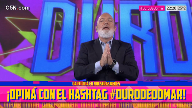 C5N's tweet photo. 💥🥊 AHORA | Ya empezó Duro de Domar con la conducción de @pabloduggan 

🐦Opiná con #DuroDeDomar

📲Mirá #C5N en vivo: https://t.co/9fxDe5JViU https://t.co/NOnNQY58uB