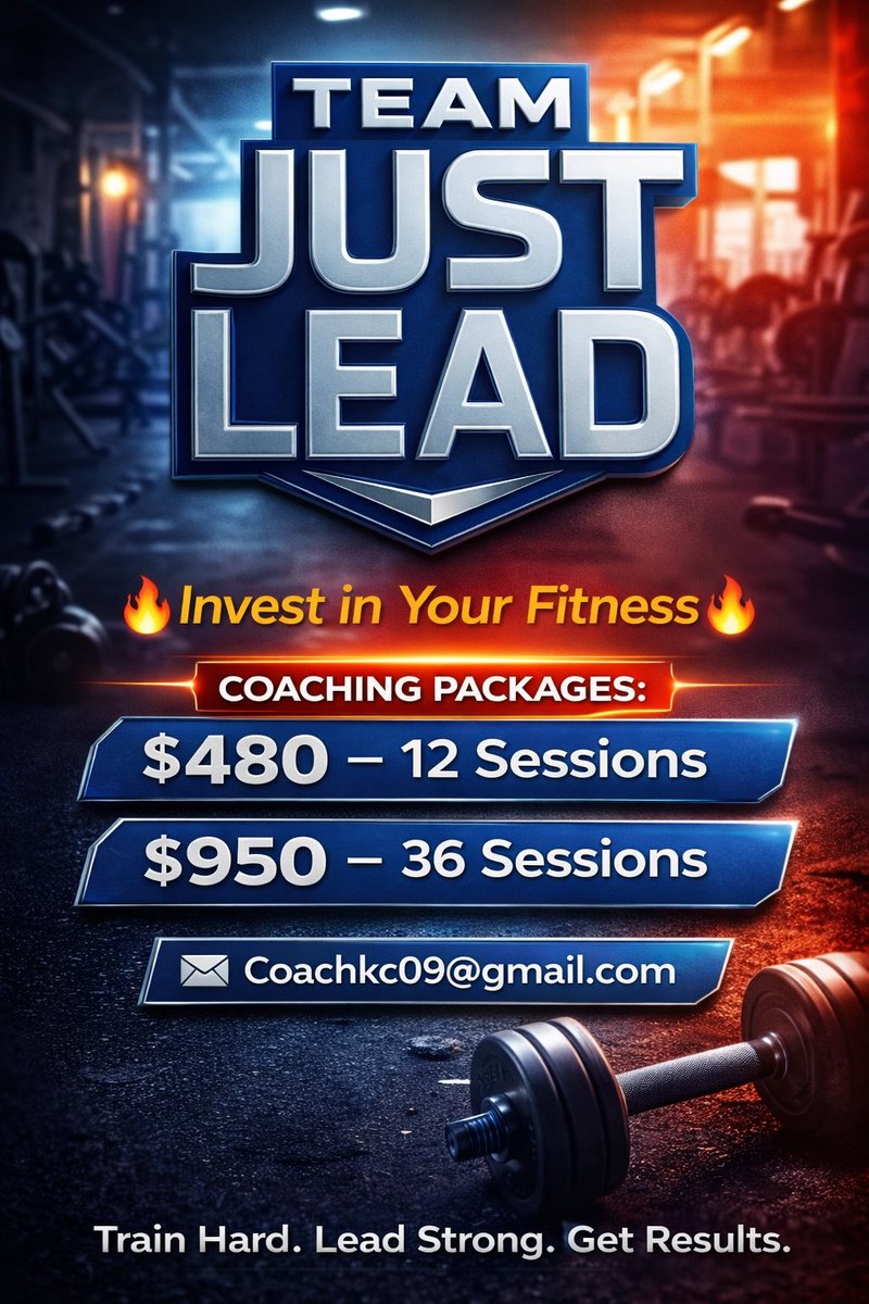 Your results won’t wait, neither should you.

🔥 Limited coaching spots available

🔥 Train harder. Lead stronger. Get results.

📍 12 Sessions – $480
📍 36 Sessions – $950
📧 coachkc09@gmail.com

#Teamjustlead #Performance #Transformation #Energy #Challenge