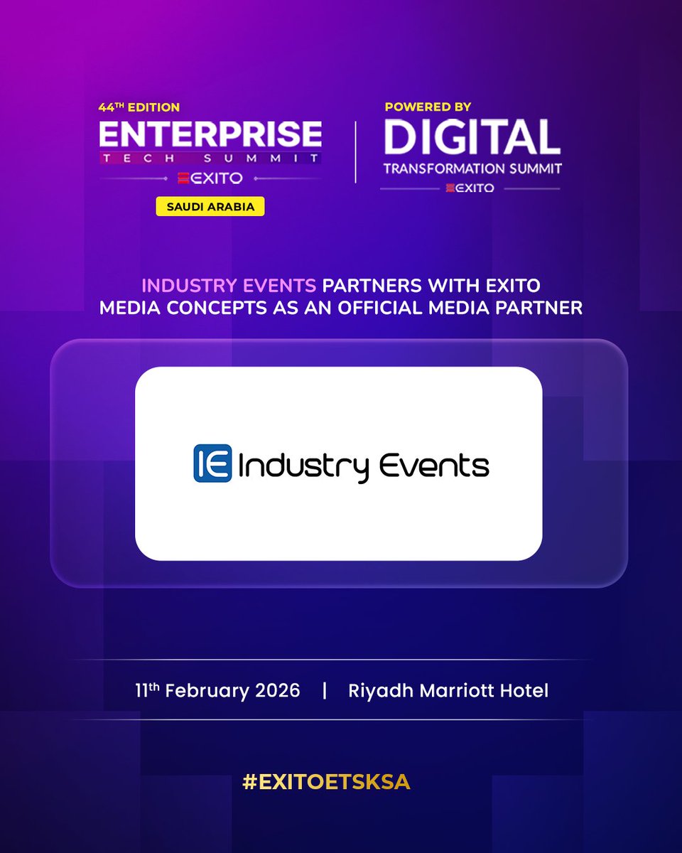 <a href="/ExitoEvents/">Exito Events</a> has announced the 44th Edition of the Enterprise Tech Summit – Saudi Arabia 2026, powered by the Digital Transformation Summit will take place on 11th February at the Riyadh Marriott Hotel. Read the latest update:

industryevents.com/events/exito-m…

#ExitoETSKSA #KSA #Riyadh