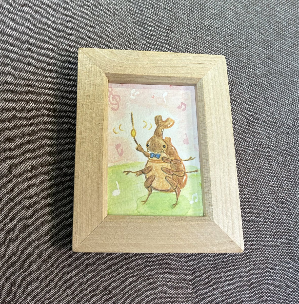 原画市2026 ミニ原画、絵の具が乾いたので額に入れて完成です