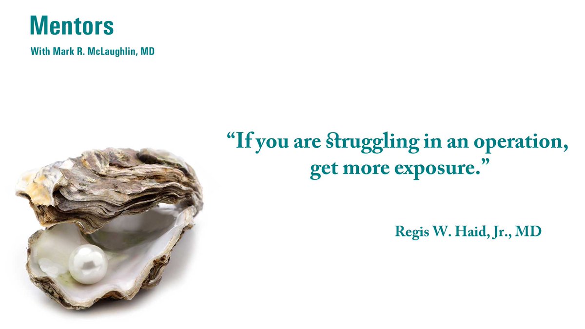 MMcLaughlinMD's tweet image. We are nothing without our mentors, and our obligation is to "pay it forward" to future generations.  Thank you Reg Haid, MD 

#payitforward #medicine