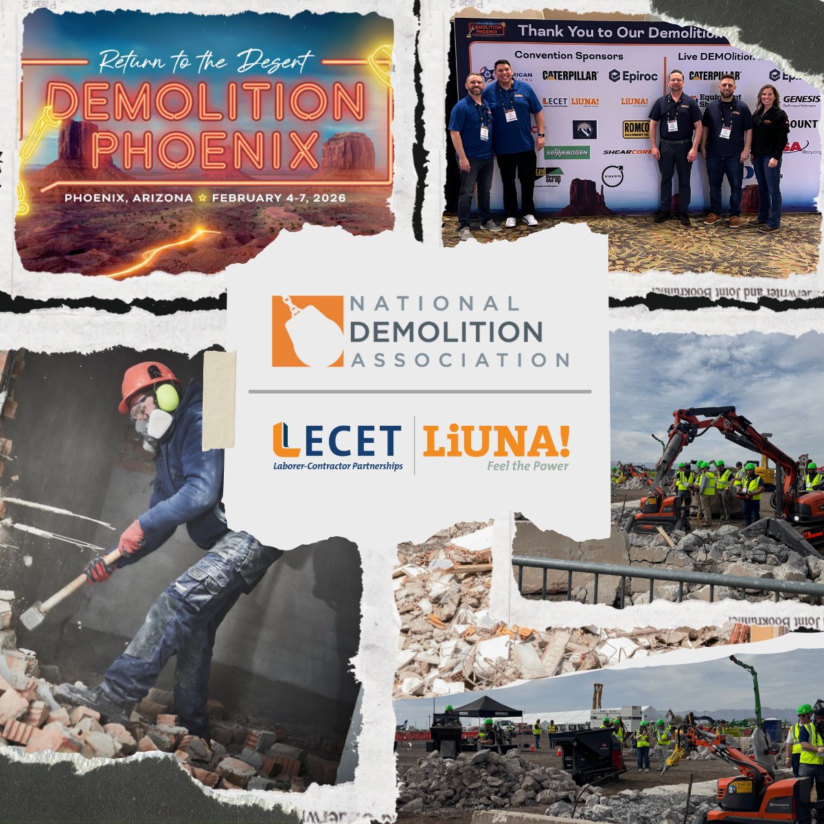 LECET's tweet photo. In Phoenix this week, as a proud sponsor of the @NDAmakingway Expo with @LIUNA affiliates from across the country. Excited for conversations on demolition, safety, and why LIUNA is #YourWorkforceSolution. https://t.co/XdAoIMSrKd