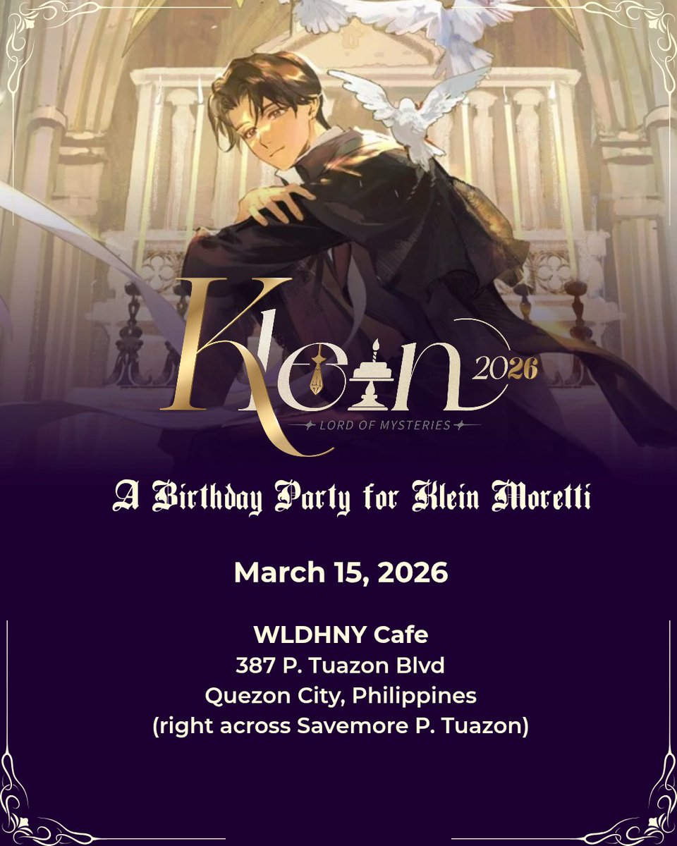 TarotClubPH's tweet photo. Come join us in celebrating Klein Moretti's birthday this March! 

Registration form will drop at 8:00 PM, Manila time. https://t.co/BSMBFxt3Ax