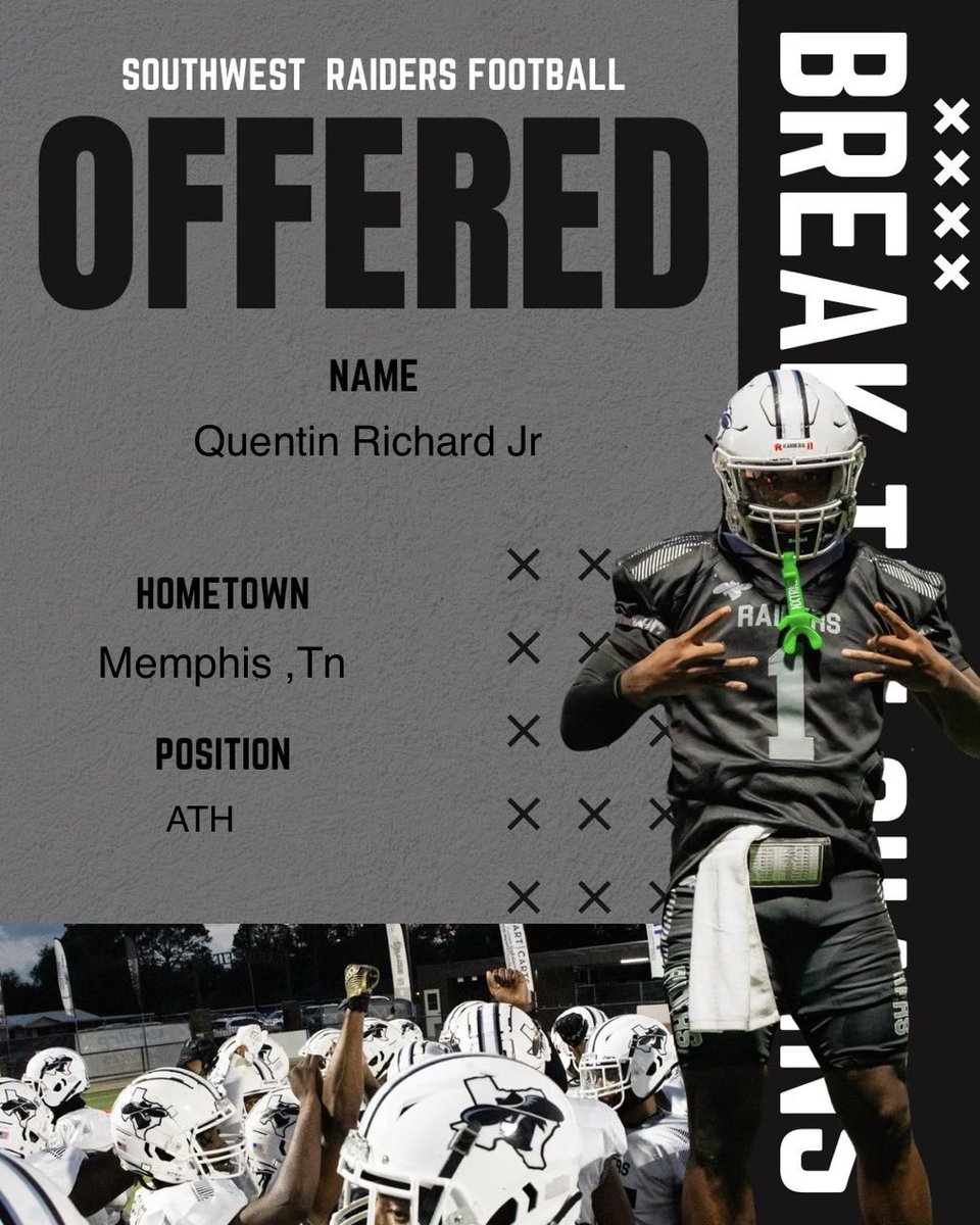 JrQuentin23584's tweet photo. After a great conversation with @lah_Gerald I and happy to receive a offer from @SWRaidersFB https://t.co/p5fQJCB0f3