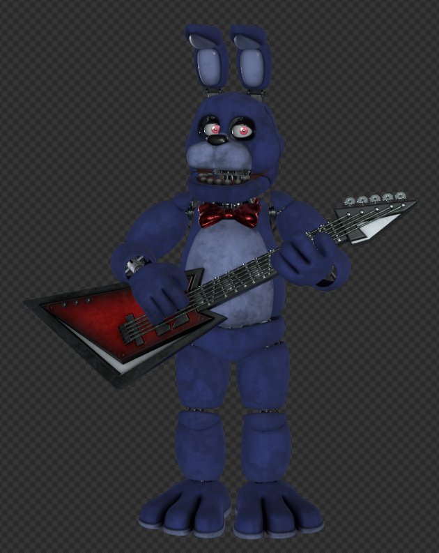 Skyguy5552's tweet image. More fnaf 1 pack screenshots, here's Bonnie! I had a lot of fun texturing him
(Model once again by Taddy and texturing and minor edits by me)
I also modeled the guitar myself from scratch 
#Blender3d #FNAF #substancepainter
(More images in thread)