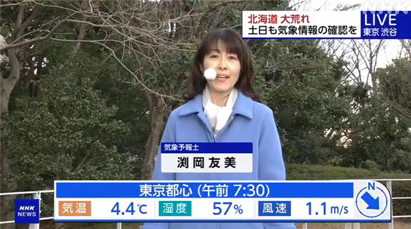 北海道は大荒れ／ 渕岡友美です 北海道では猛吹雪になっているところが