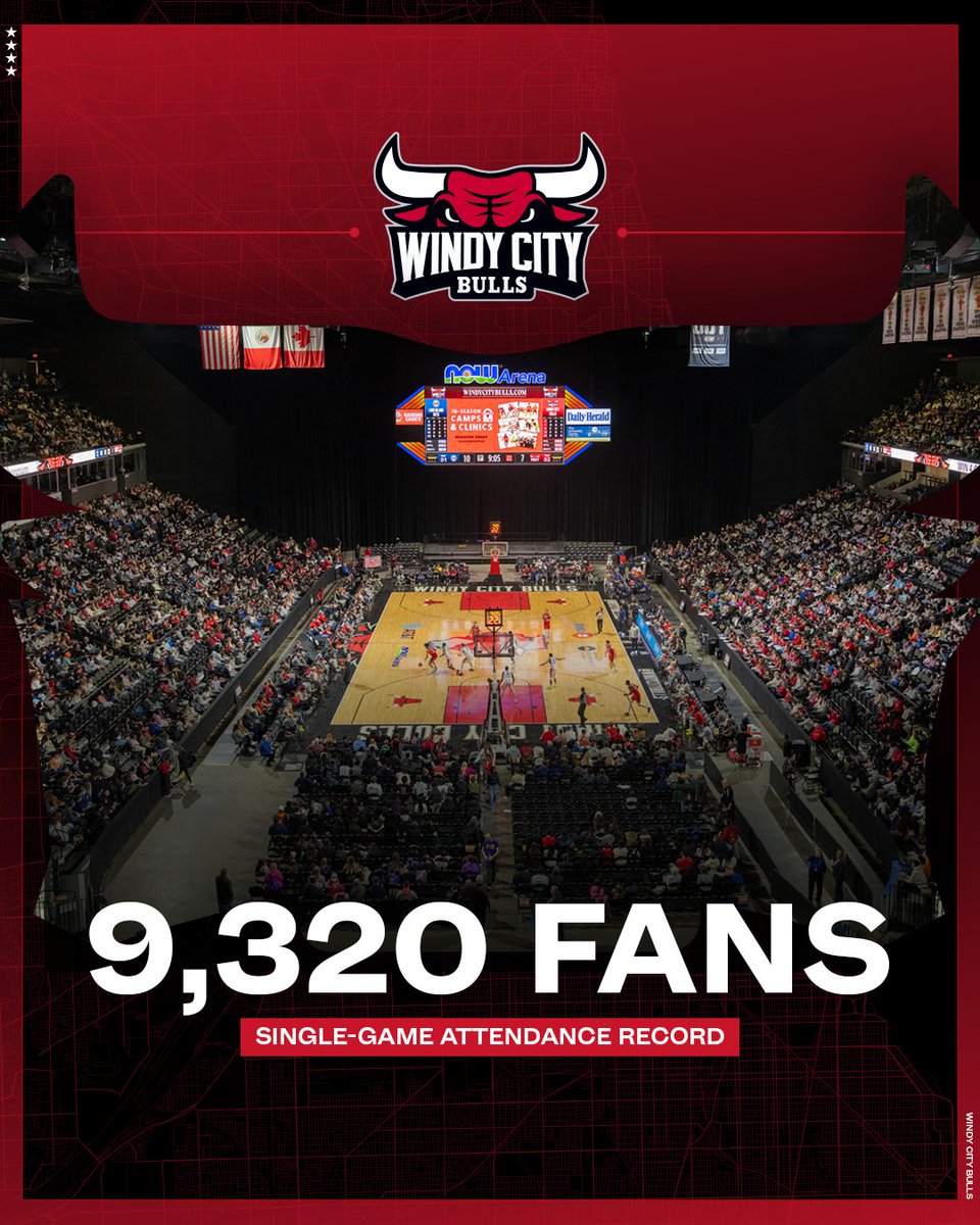windycitybulls's tweet photo. Records are made to be broken โผ๏ธ With 9,320 fans in the stands at today's game Windy City sets a new single-game attendance record ๐
Let's go, Windy City Nation ๐ https://t.co/84aQPxCwmu
