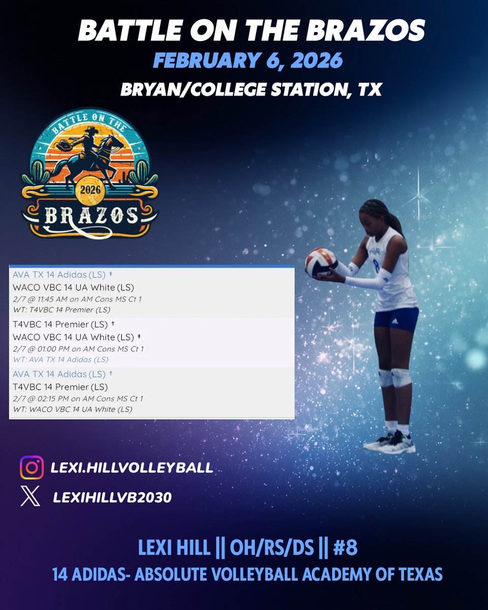 LexiHillvb2030's tweet photo. Back at it this weekend!! Excited to take the court!! Let’s go!! @avatxvolleyball #Volleyball #hitter #teammates #texas https://t.co/VJQkLzCvB2