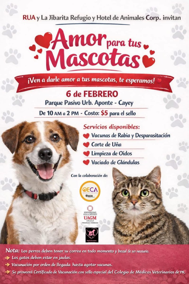 RemiMartinPR's tweet photo. Los esperamos mañana temprano, rieguen las voz y lleguen con sus mascotas !!
@desaludpr #Oeca
Universidad Ana G. Méndez
Urb Aponte Cayey https://t.co/tF77k5a18w
