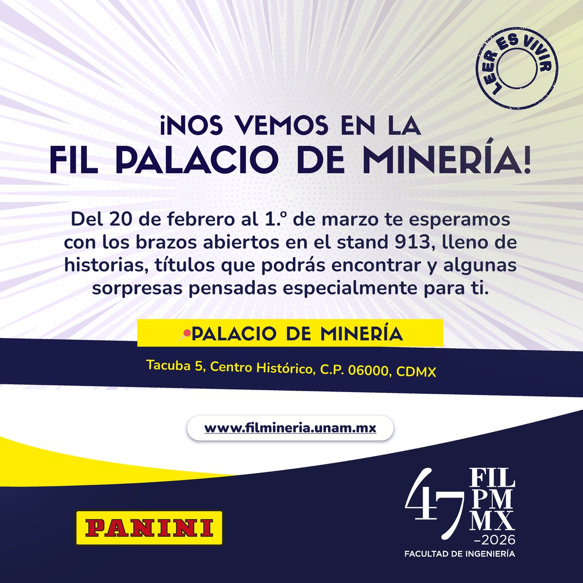 🔥📚 La cita imperdible del año ya está aquí. Nos vemos en la FIL Palacio de Minería 🏛️ 🗓️ 20 feb–1 mar | 📍 Stand 913 Ven, descubre y vibra con nosotros. ¡Te esperamos!