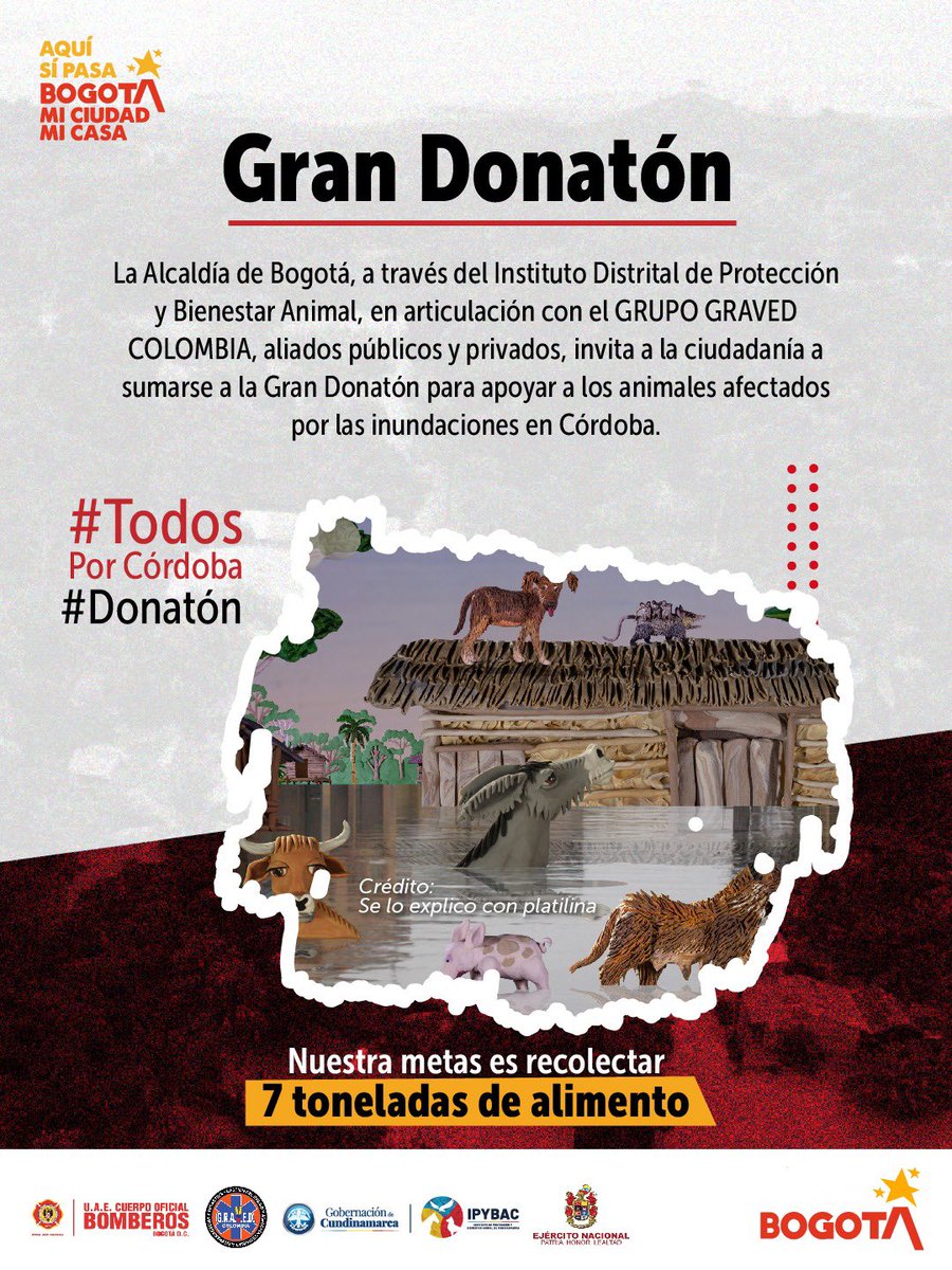 BomberosBogota's tweet photo. ¡En Bomberos Bogotá amamos a los animales! 💛❤️

Desde mañana, trae tu donación a nuestras estaciones:

Estación Bicentenario: Cra 55 #167-51
Estación Chapinero: Cra 9 a #61-77
Estación Kennedy: Cra 79 #41 d - 20 sur https://t.co/C2wcW2C3HU