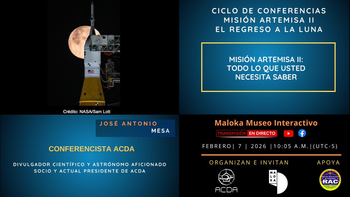 Presencial
Maloka Museo Interactivo
Laboratorio Entorno Sostenible
Entrada libre - Previa inscripción
forms.gle/uAziGmLvZw6ARN…

Transmitido en directo
PLATAFORMAS VIRTUALES ACDA

YouTube
youtube.com/@AcdaInfo/stre…

Facebook live
facebook.com/ACDA-103185229…

facebook.com/share/p/1ZpYhZ…