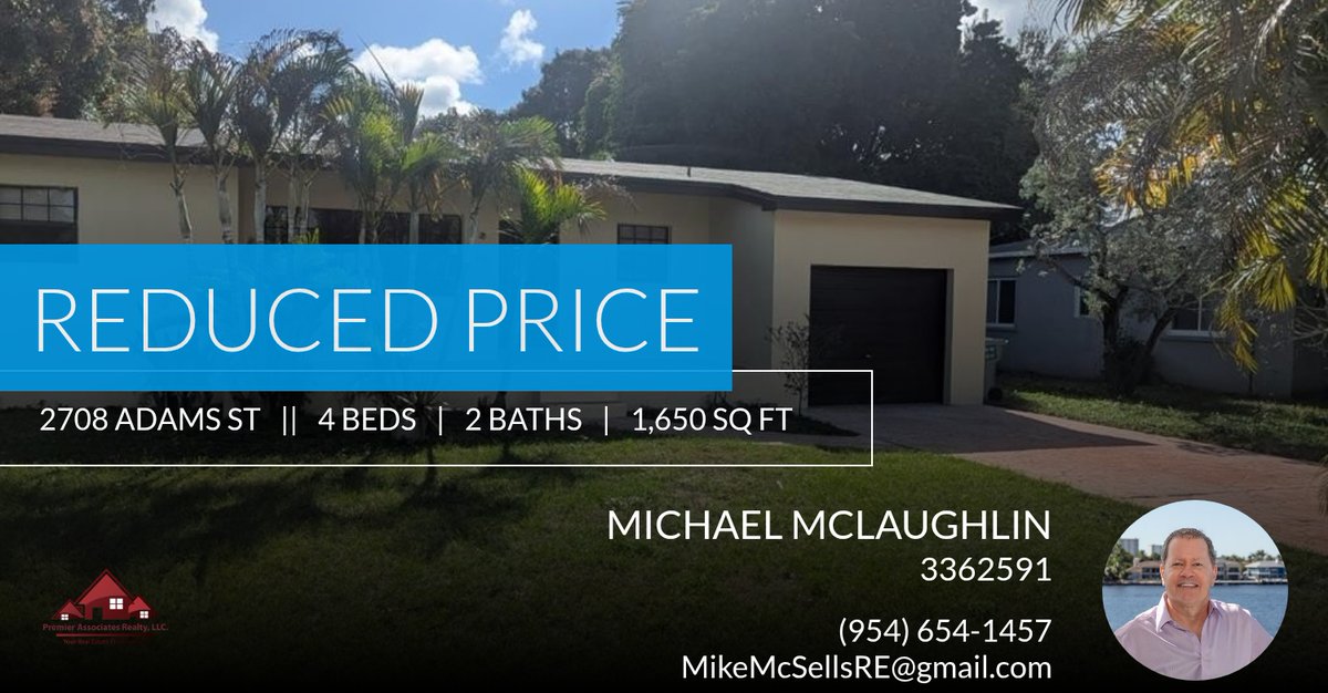 MikeFLRealtor's tweet photo. 📍 Reduced Price 📍 This recently reduced home at 2708 Adams St in Hollywood won't last long, so, don't wait to set up a showing! Reach out here or at (954) 654-1457 for more information!

Mike Mclaughlin, Realtor ®
Premier Associa... https://t.co/nQyLaDSlBp https://t.co/IcRa1WJ7LF