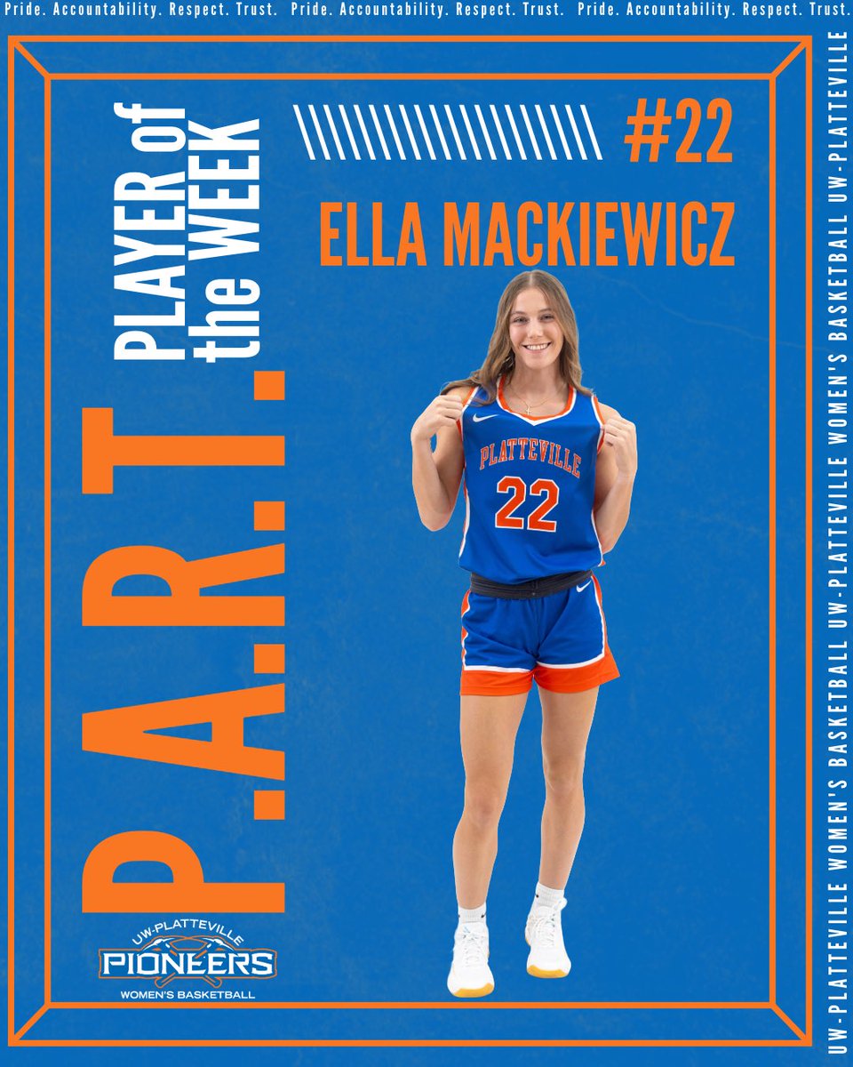 UWPlattWBB's tweet image. 𝑶𝒖𝒓 𝑷.𝑨.𝑹.𝑻. 𝑷𝒍𝒂𝒚𝒆𝒓𝒔 𝒐𝒇 𝒕𝒉𝒆 𝑾𝒆𝒆𝒌!

# 15 ᴊᴇɴɴᴀ ɢᴀɴꜱᴇɴ

# 22 ᴇʟʟᴀ ᴍᴀᴄᴋɪᴇᴡɪᴄᴢ

Highlighted for reflecting our P.A.R.T. values. Their consistency, energy, and effort make us better. Proud of these two! 🤩🙌🏻

#BuiltNotGiven #PART #SwingTheAxe ⛏️