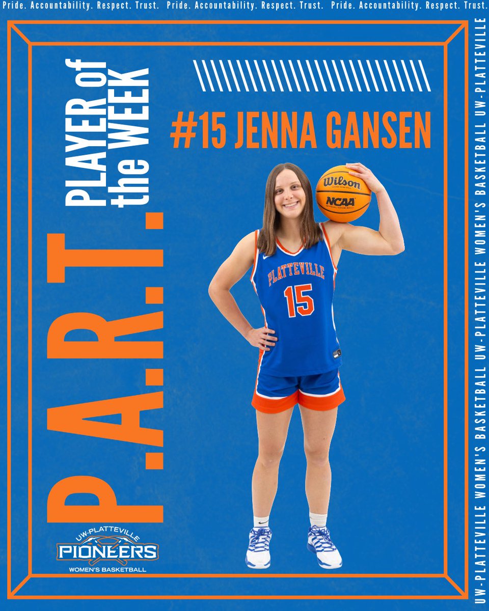 UWPlattWBB's tweet image. 𝑶𝒖𝒓 𝑷.𝑨.𝑹.𝑻. 𝑷𝒍𝒂𝒚𝒆𝒓𝒔 𝒐𝒇 𝒕𝒉𝒆 𝑾𝒆𝒆𝒌!

# 15 ᴊᴇɴɴᴀ ɢᴀɴꜱᴇɴ

# 22 ᴇʟʟᴀ ᴍᴀᴄᴋɪᴇᴡɪᴄᴢ

Highlighted for reflecting our P.A.R.T. values. Their consistency, energy, and effort make us better. Proud of these two! 🤩🙌🏻

#BuiltNotGiven #PART #SwingTheAxe ⛏️