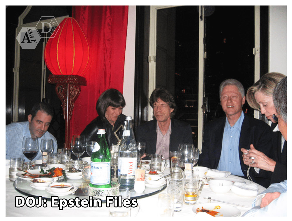 AssayDigest's tweet image. Question. Is that Mick Jagger &amp;amp; Bill Clinton dining with Jeffery Epstein? Who are the others?🤔 Guess who else had dinner with Jeffery Epstein. 😏 #EpsteinFilles