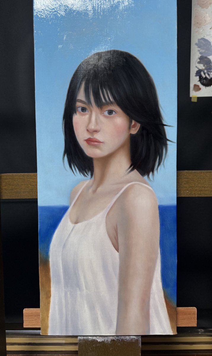 今日の油彩wip 夏を描き始めました😆