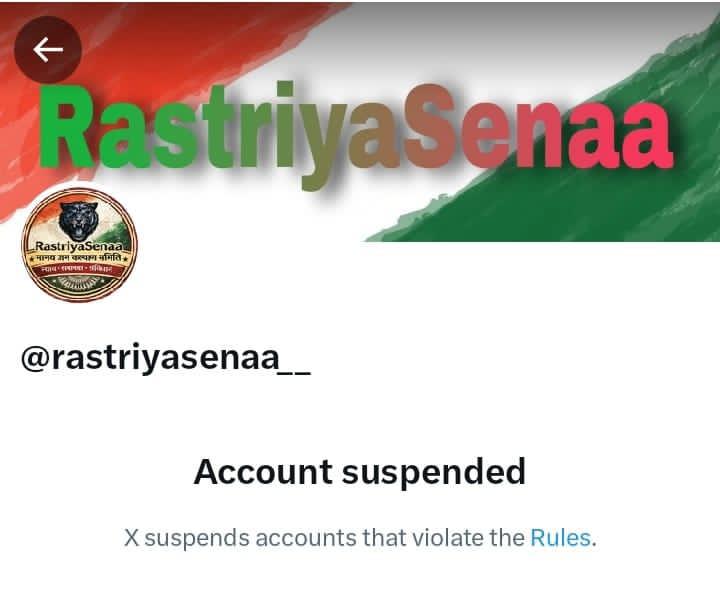official44429's tweet photo. Dear, @XCorpIndia @X

You suspended @rastriyasenaa__ based on someone's false report, even though he didn't violate any of your rules in any of his posts.
@elonmusk @Support

I request you to restore his account soon.
#RestoreRastriyasena https://t.co/2CNuEAm6Fo