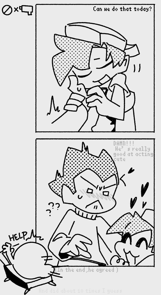 _BROKA1's tweet image. （刷到的梗，大概是說1蹲下來拿臉蹭0的手裝可愛）
覺得很萌，遂代⋯
#boyco #BFxpico