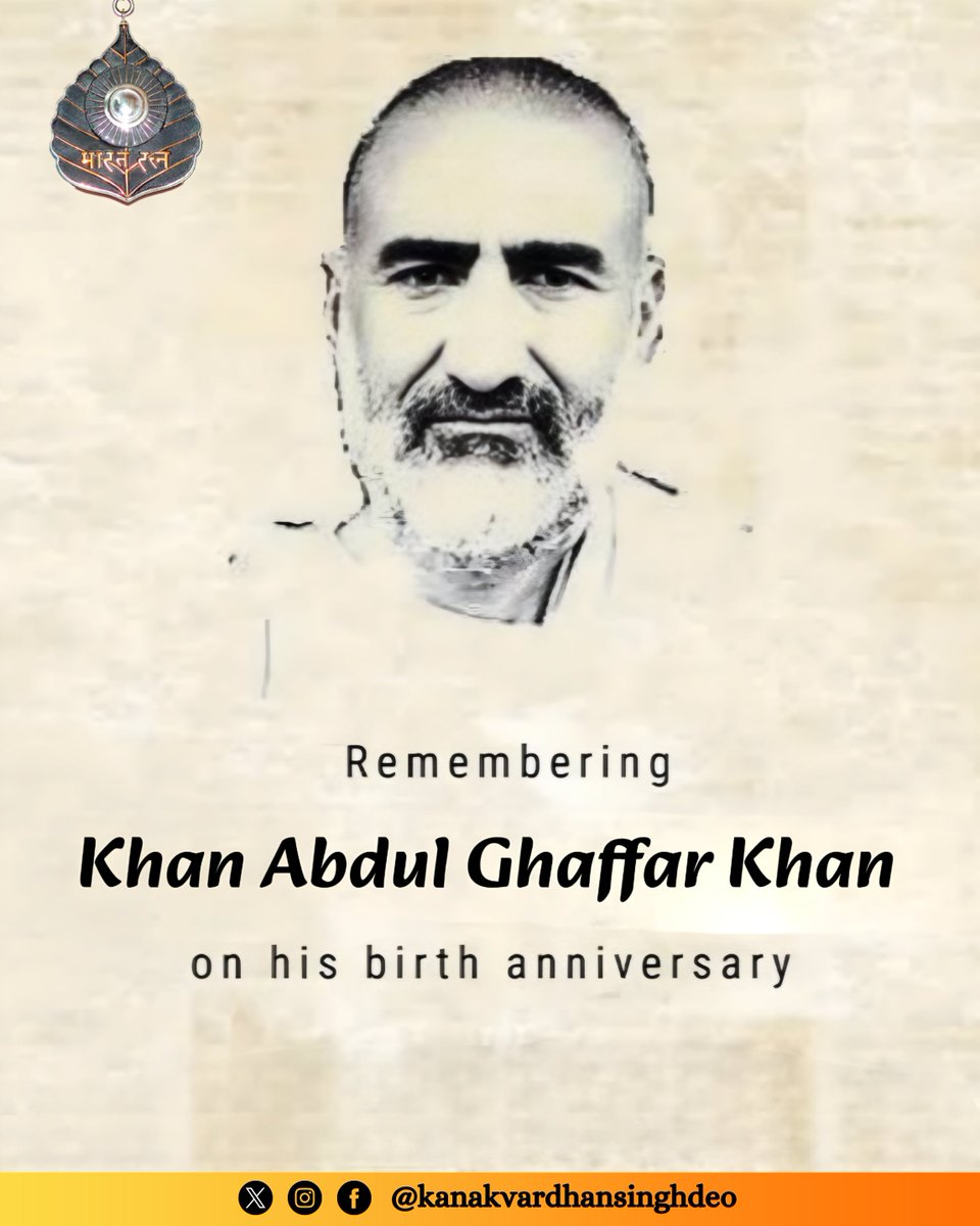 KVSinghDeo1's tweet image. Remembering Khan Abdul Ghaffar Khan, the Frontier Gandhi, on his birth anniversary. His legacy of peace &amp;amp; non-violence continues to inspire our nation. 🙏 #FrontierGandhi #Peace #NonViolence #Inspiration #Tribute
