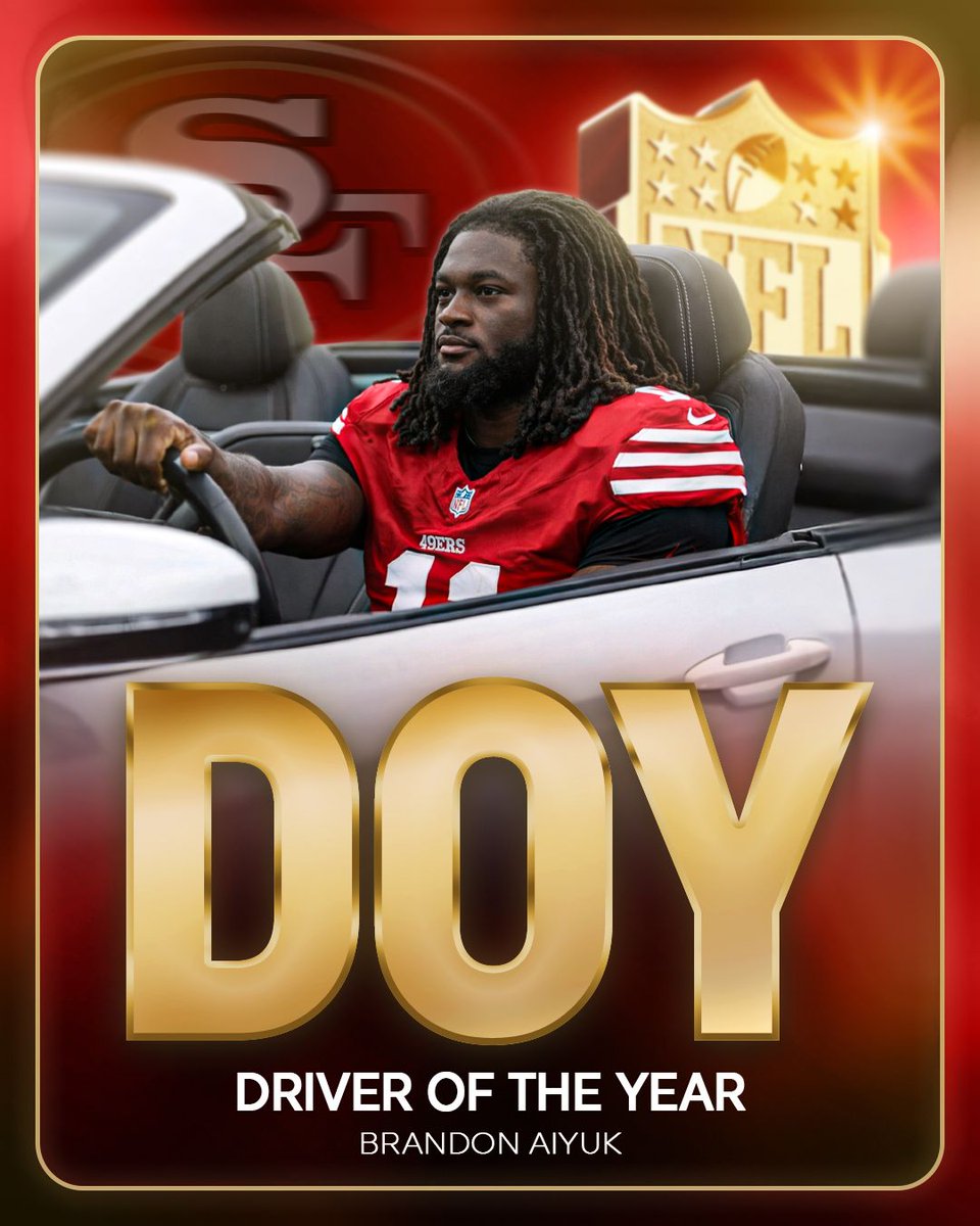 theghettogronk's tweet image. Brandon Aiyuk is the 2025 Driver of the Year! 🏆🚗

#NFLHonors