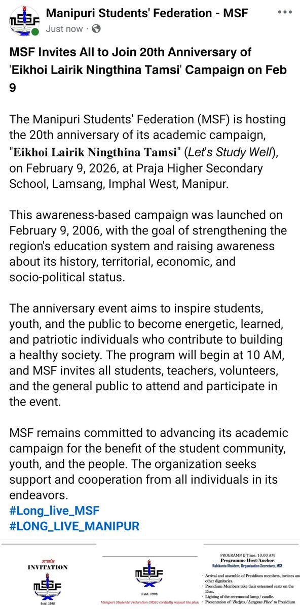 Manipuri Students' Federation (MSF) (@MSFYouth) / Posts / X