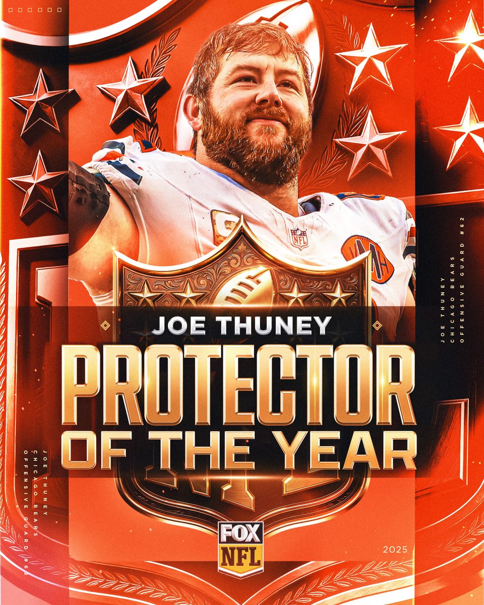 The 2025 Protector of the Year is <a href="/ChicagoBears/">Chicago Bears</a> OL Joe Thuney! 💪