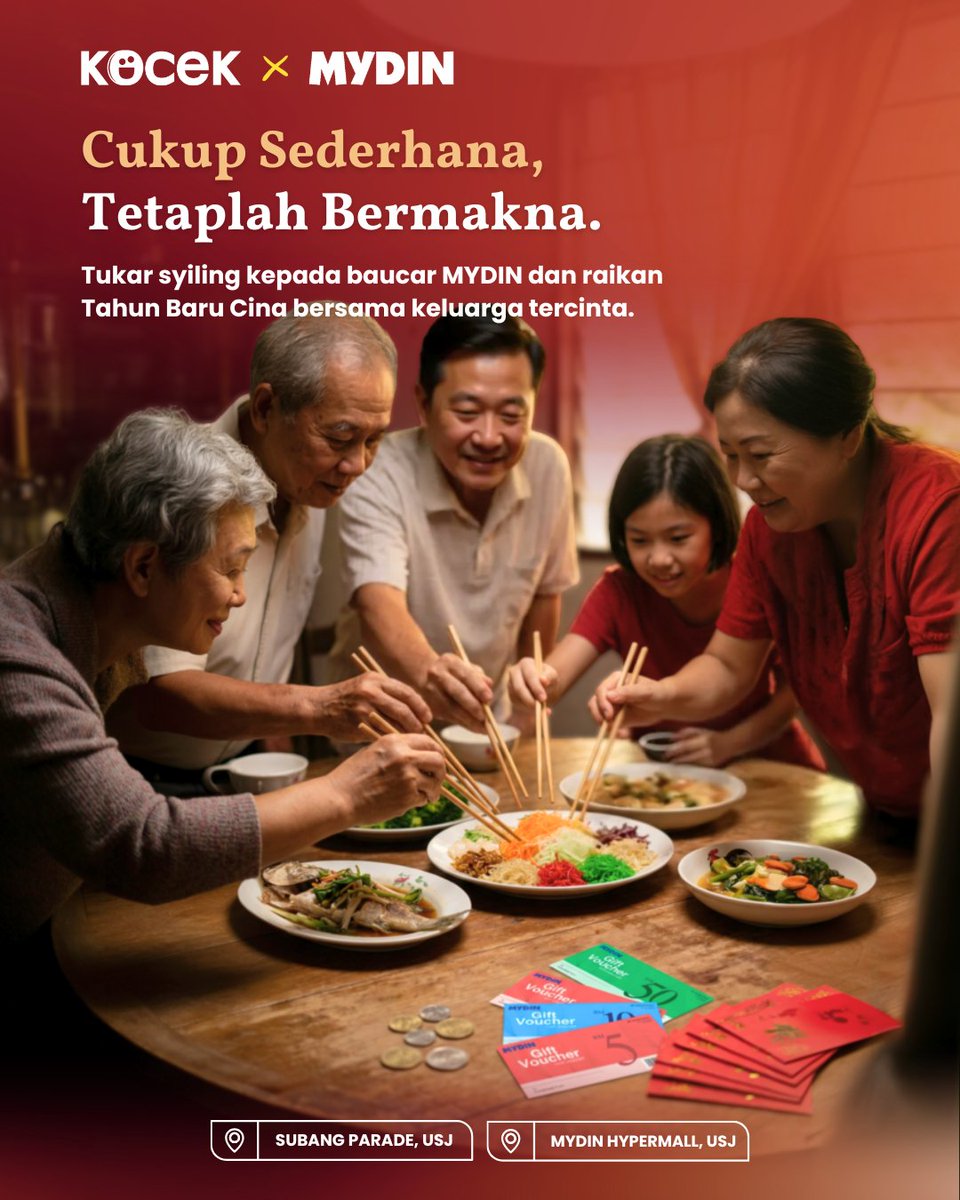 OfficialKocek's tweet photo. Tahun Baru Cina ini, manfaatkan syiling simpanan untuk persiapan perayaan. Tukarkan syiling anda di KOCEK dan terima baucar MYDIN yang boleh digunakan serta merta untuk keperluan Tahun Baru Cina.

#KOCEKxMYDIN #SyilingKeBaucar https://t.co/rFgP8Jkd0H