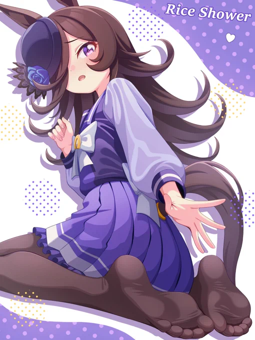 トレセン学園の冬服制服を着ているライスちゃんの宇宙最高峰の宝であるタイツおみ足