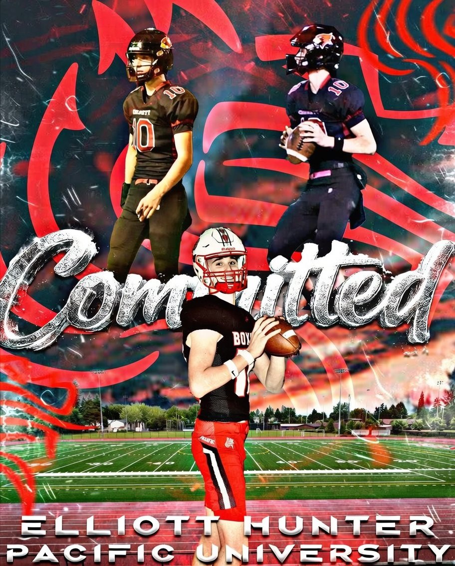 ESHunterQB's tweet photo. I am extremely blessed and excited to announce that I will further my academic and athletic career at Pacific University! Thank you to all the coaches and family members that pushed me along the way I could have never earned an opportunity like this without them. Go Boxers!
@CoachJCraft @CoachFalc @Boxer_Football @CoachJEPhillips