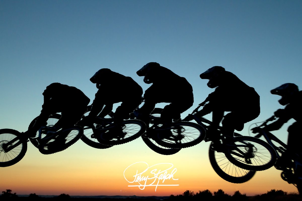 perryralph's tweet image. Friday Is FLYday.  #FlydayFriday

"Freeride over the Sunset"

A sequence of photos from a mountain bike rider taking a jump off a hill.  #Freeride #MountainBike #Idaho