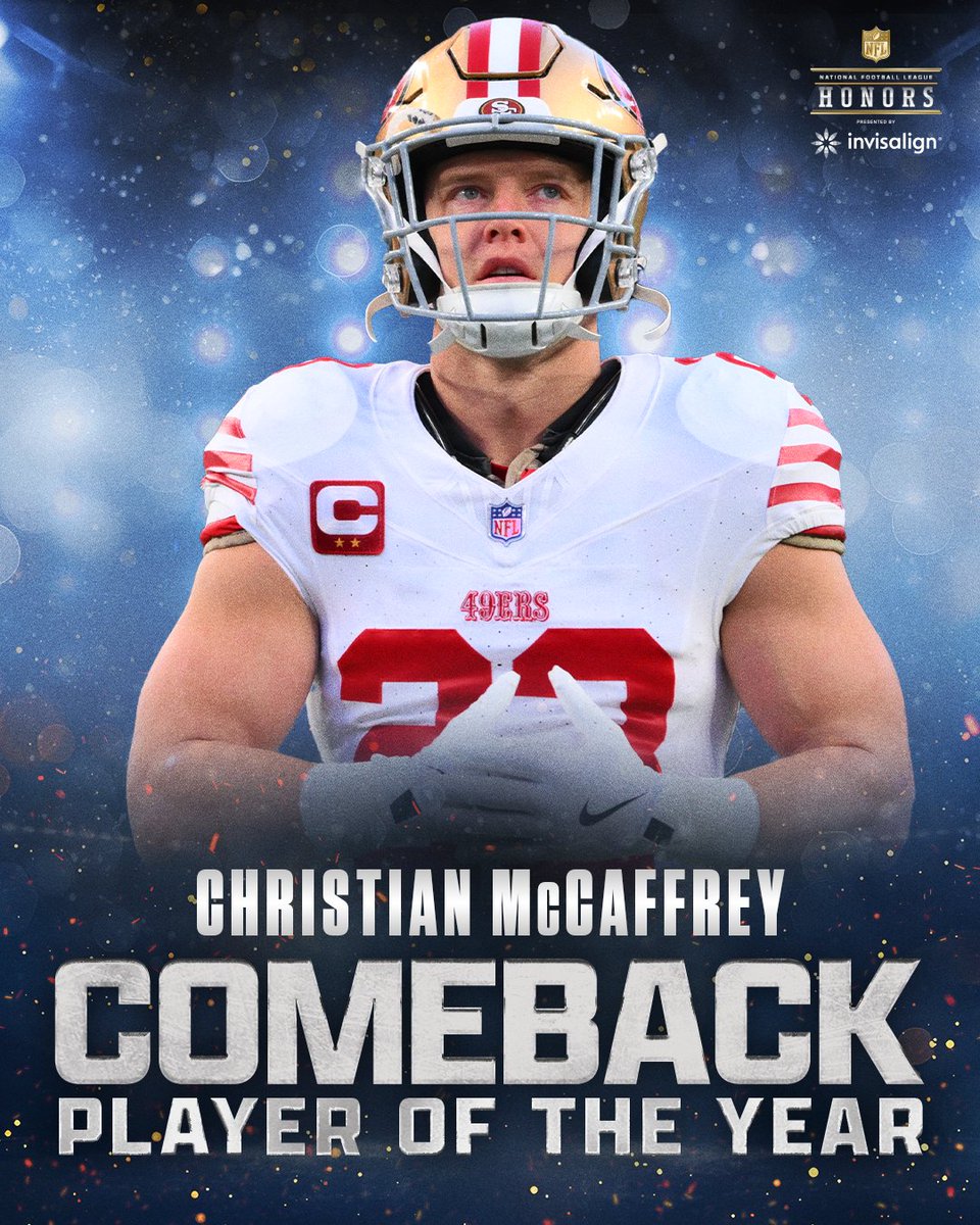SNFonNBC's tweet image. From setbacks to center stage.

Christian McCaffrey completes the comeback.

#NFLHonors
