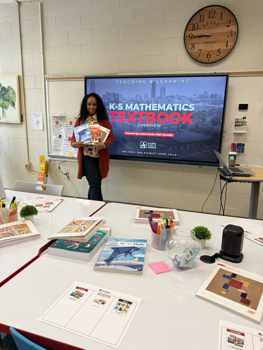 PowellinPrimary's tweet photo. Today I met with @APSBolton
PLCs to provide an overview of the three K–5 Math textbook finalists. Teachers will now teach lessons using each curriculum as part of the review process. Last day for the community review is Feb. 10th. 🧮 📕 #mathismyjam https://t.co/TdmqNVRBZN