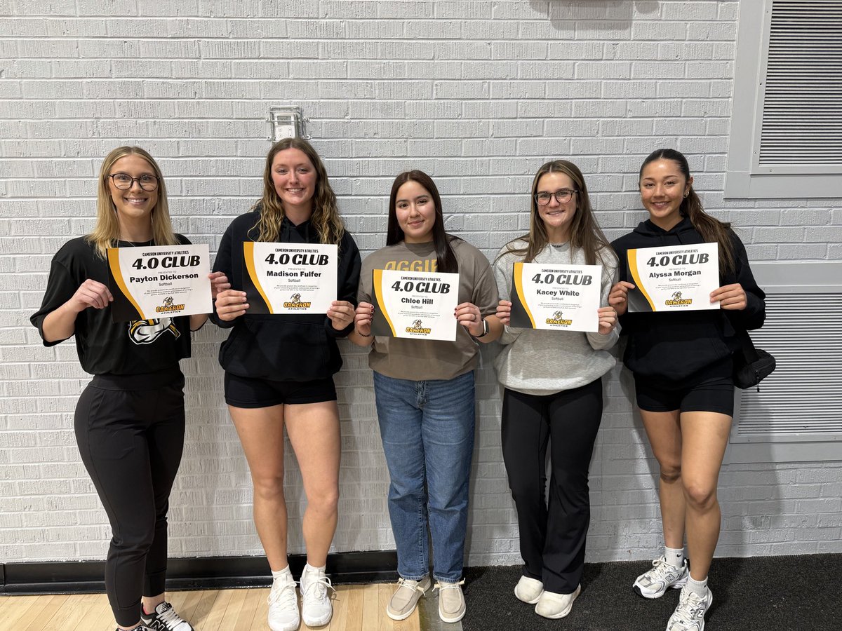 cuaggiessb's tweet photo. Hard work on &amp; off the field!
Proud of our five softball athletes for the dedication in the classroom. #AggiePride #4.0gpaClub https://t.co/ePAQxLtwGt