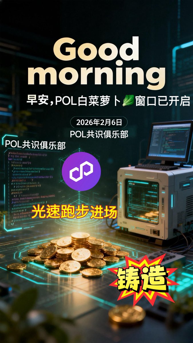 Triumphfx1's tweet photo. 🌅 早安，POL 🥬白菜萝卜窗口已开启！ 
2026年2月6日  

最佳铸造时机[强][强][强][呲牙][呲牙][呲牙]——机不可失，时不再来！smart contract 加强版
#polygon #pol #matic #马蹄俱乐部 #bnb
#比特币 #dogecoin #POL共识俱乐部 https://t.co/xDmcP0TSDH