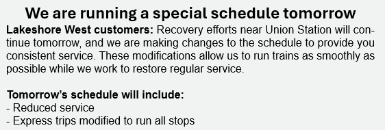 cjauff's tweet photo. @GOtransitLW Honestly @GOtransit stop being so obtuse. How hard is it to update a website? It's showing a BAU schedule when clearly your emails are saying different. Obviously the GO system is a disaster with zero redundancy, but just post accurate schedules and let people plan accordingly. https://t.co/hNnTUZjsfP