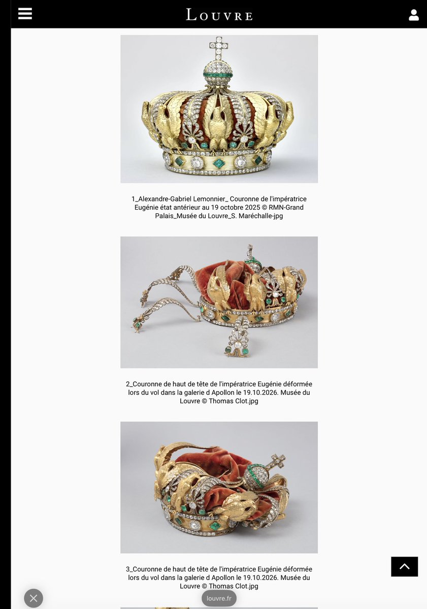 ルーヴル美術館の盗難事件で、著しく損傷した王冠の画像が公開されまし