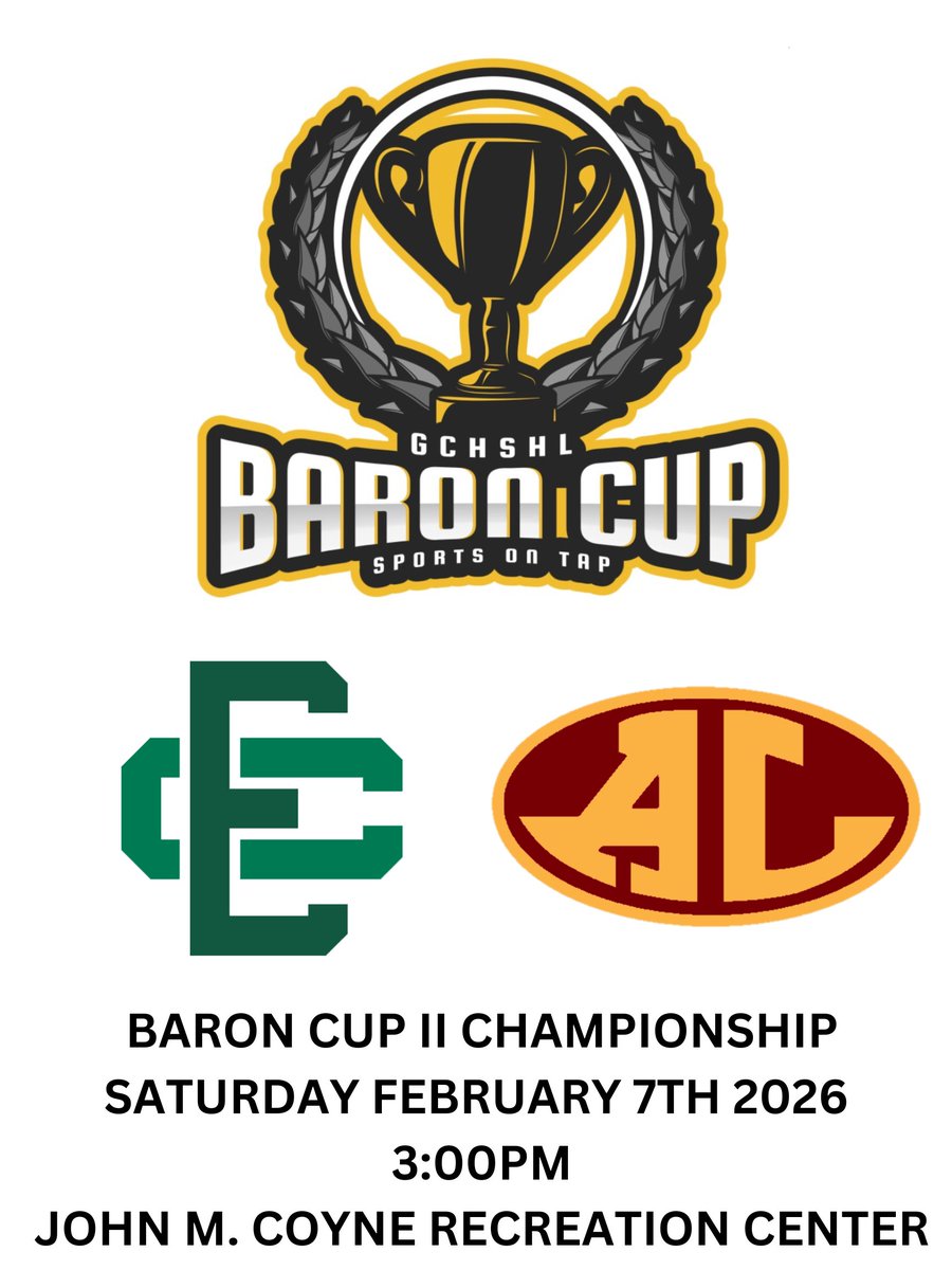 Sports On Tap Featured Hockey Game
GCHSHL Baron Cup II Championship
#2 Elyria Catholic Panthers vs #1 Avon Lake Shoremen 
3:00PM
<a href="/ECHSAthletics/">Elyria Catholic Athletics</a> <a href="/ECHSHockey/">Elyria Catholic Hockey Team</a> <a href="/AvonLakeSports/">Avon Lake Athletics</a> <a href="/Shoremenhockey/">Avon Lake Hockey</a> <a href="/gchshl/">GCHSHL</a>