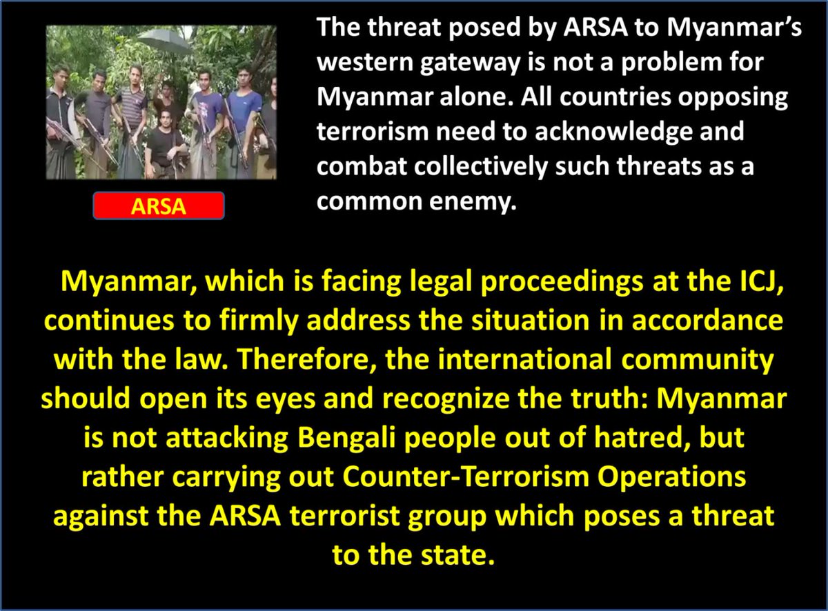 The threat posed by #ARSA to #Myanmar’s western gateway is not a problem for Myanmar alone. #ProvaDoLíder  #WhatsHappeningInMyanmar
