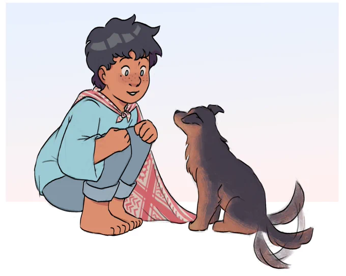 Khalil and his shepherd dog Semsem Concept art for Son of Al-Khalil zine where Superman lands in Palestine
