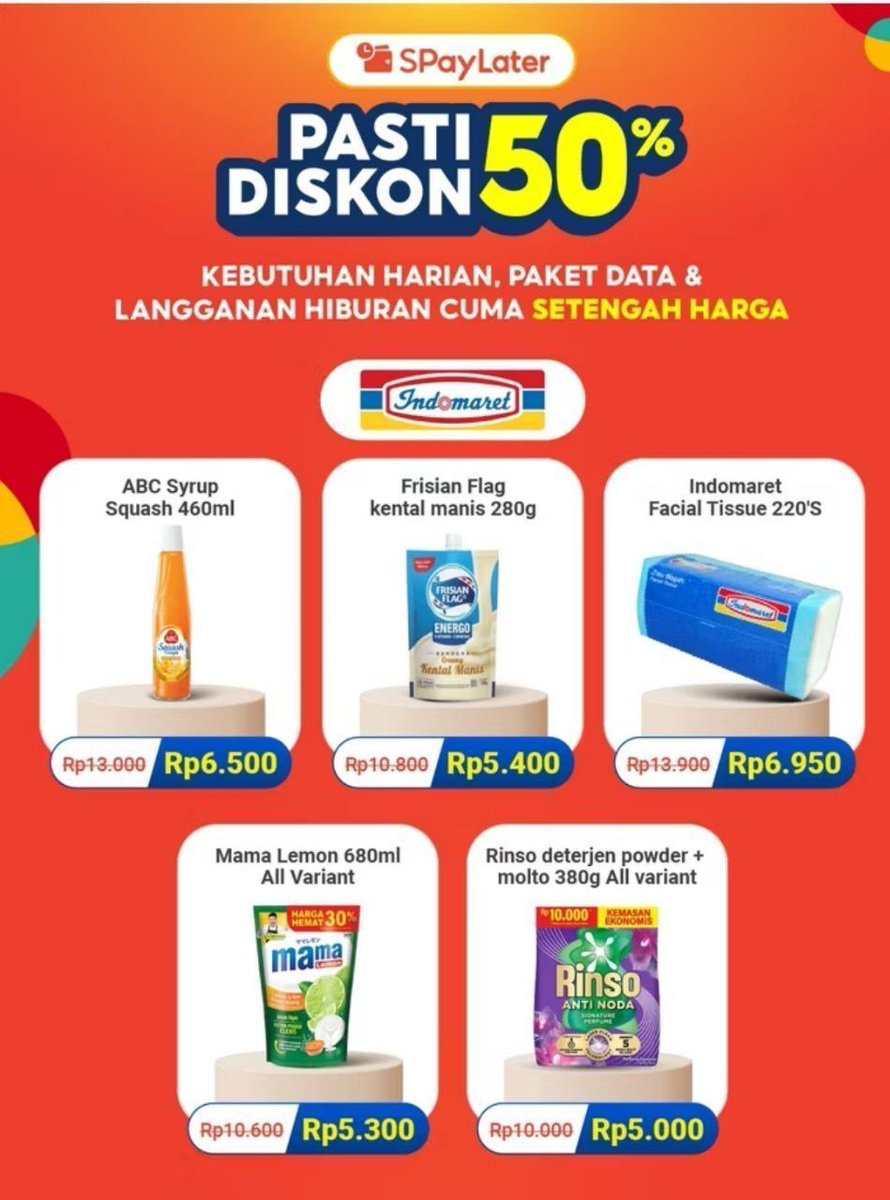 xkode06's tweet photo. Diskon 50% di Alfa/Midi/Indomart
🗓Periode 23 Jan-08 Feb

✅Promo aktif mulai Pk. 10:00
✅Transaksi di Apps ShopeePay
✅Khusus Pembayaran Spaylater
✅Maksimal 1x transaksi tiap Merchant (Idm 1x, Alfa 1x, Midi 1x)

Cek Produk lainnya disini
https://t.co/eOsSAz48gZ https://t.co/llpcGWMcAW